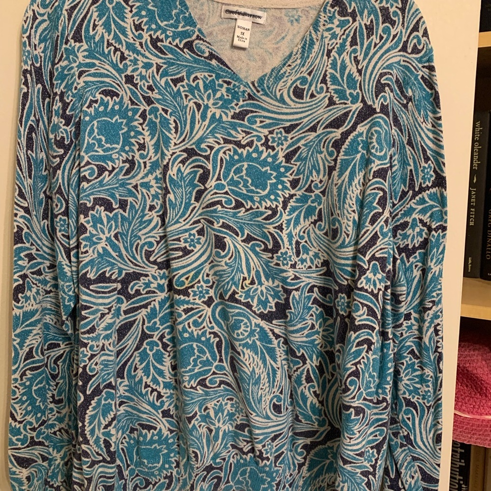 Croft & Barrow Blue and White Patterned Sweater